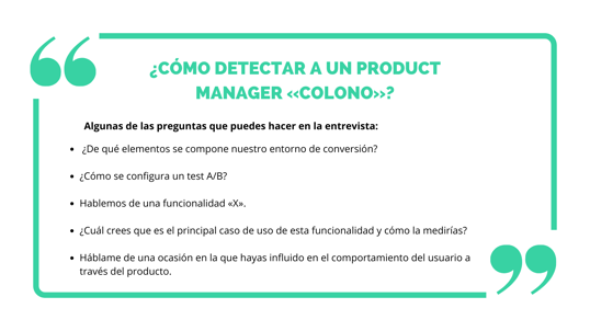 detectar un product manager colono