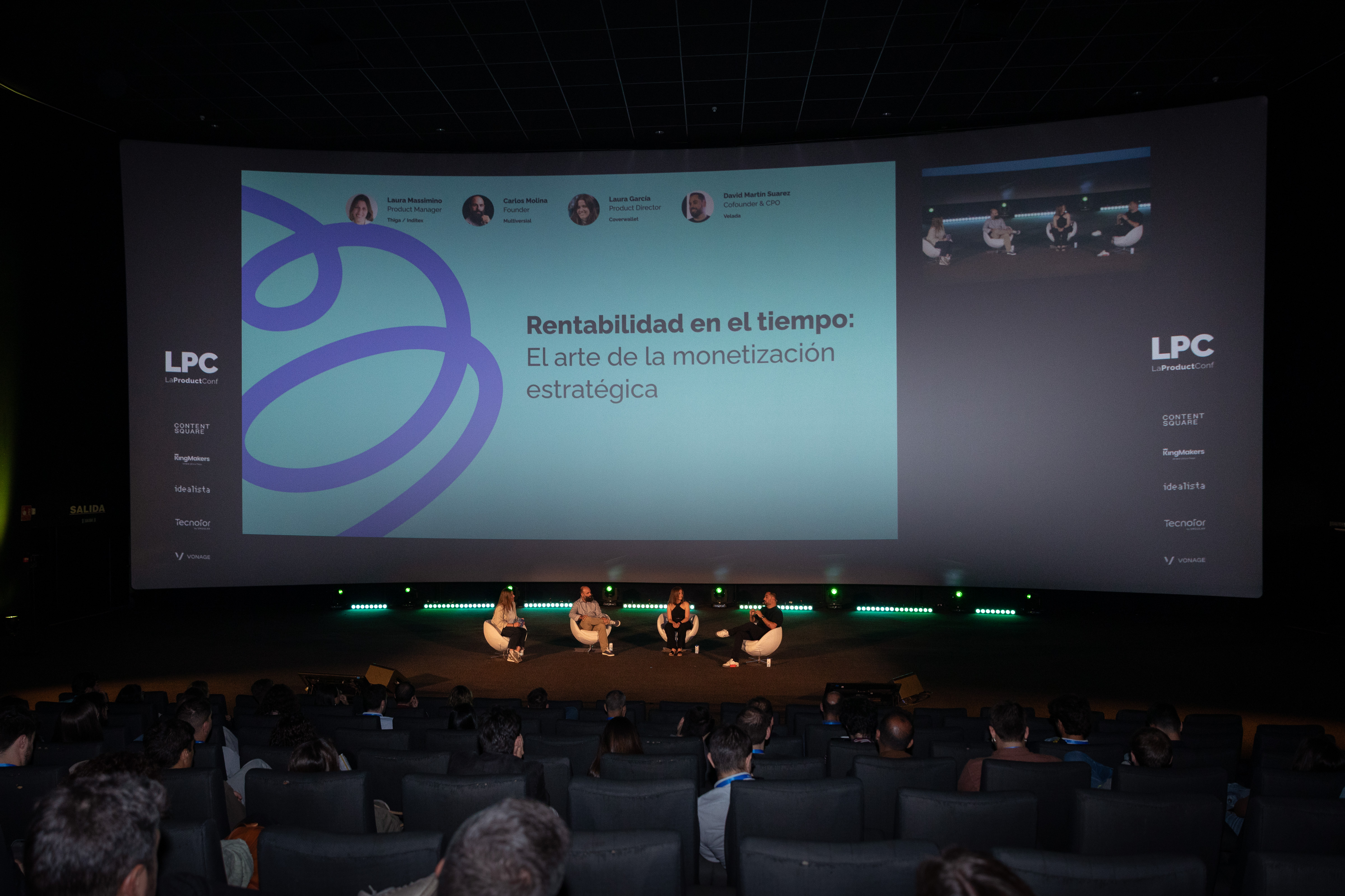  Laura García, Product Director en Coverwallet; David Martín Suarez, Cofundador & CPO en Velada; Carlos Molina, Founder en Multiversial; y Laura Massimino, Product Manager en Inditex y Thiga España; LPC